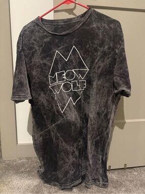 Meow Wolf Black Acid-Wash Graphic Short Sleeve Tee